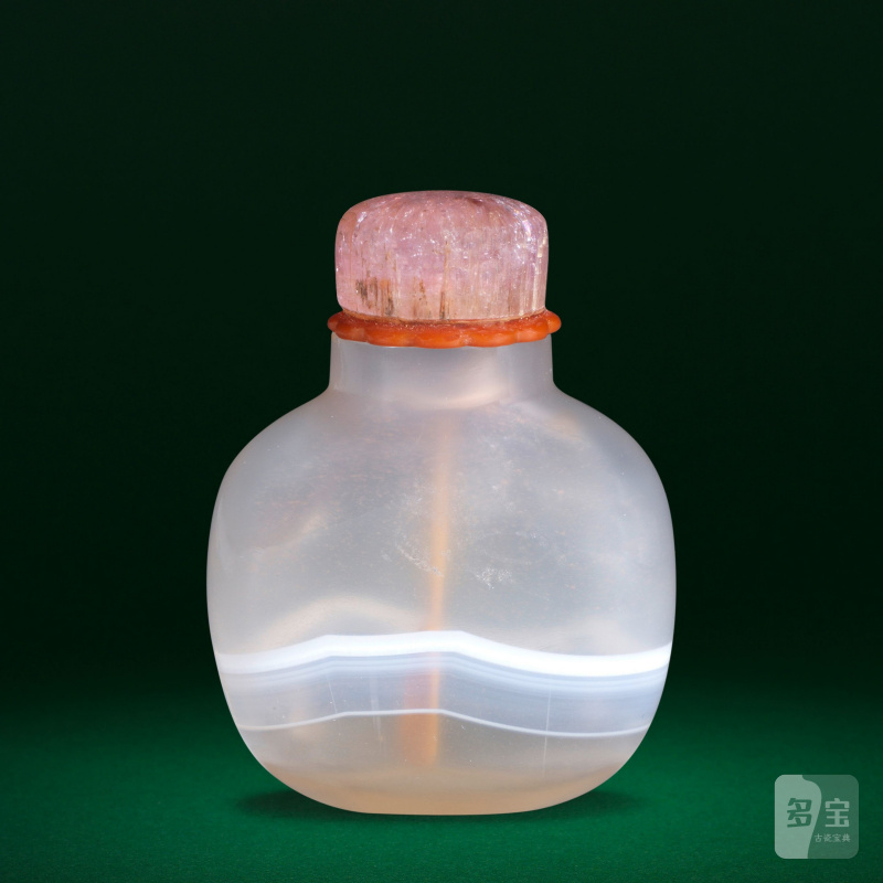 十八/十九世紀 玉帶紋瑪瑙鼻煙壺 | A BANDED AGATE SNUFF BOTTLE - 图1